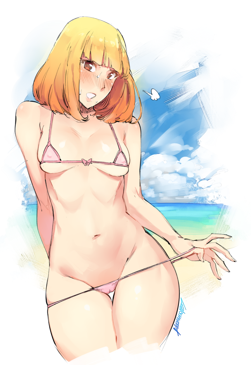 anime stripping from a bikini Hot string
